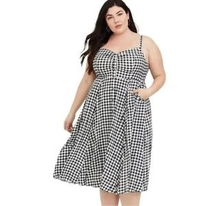 Torrid Black and White Gingham Midi Dress